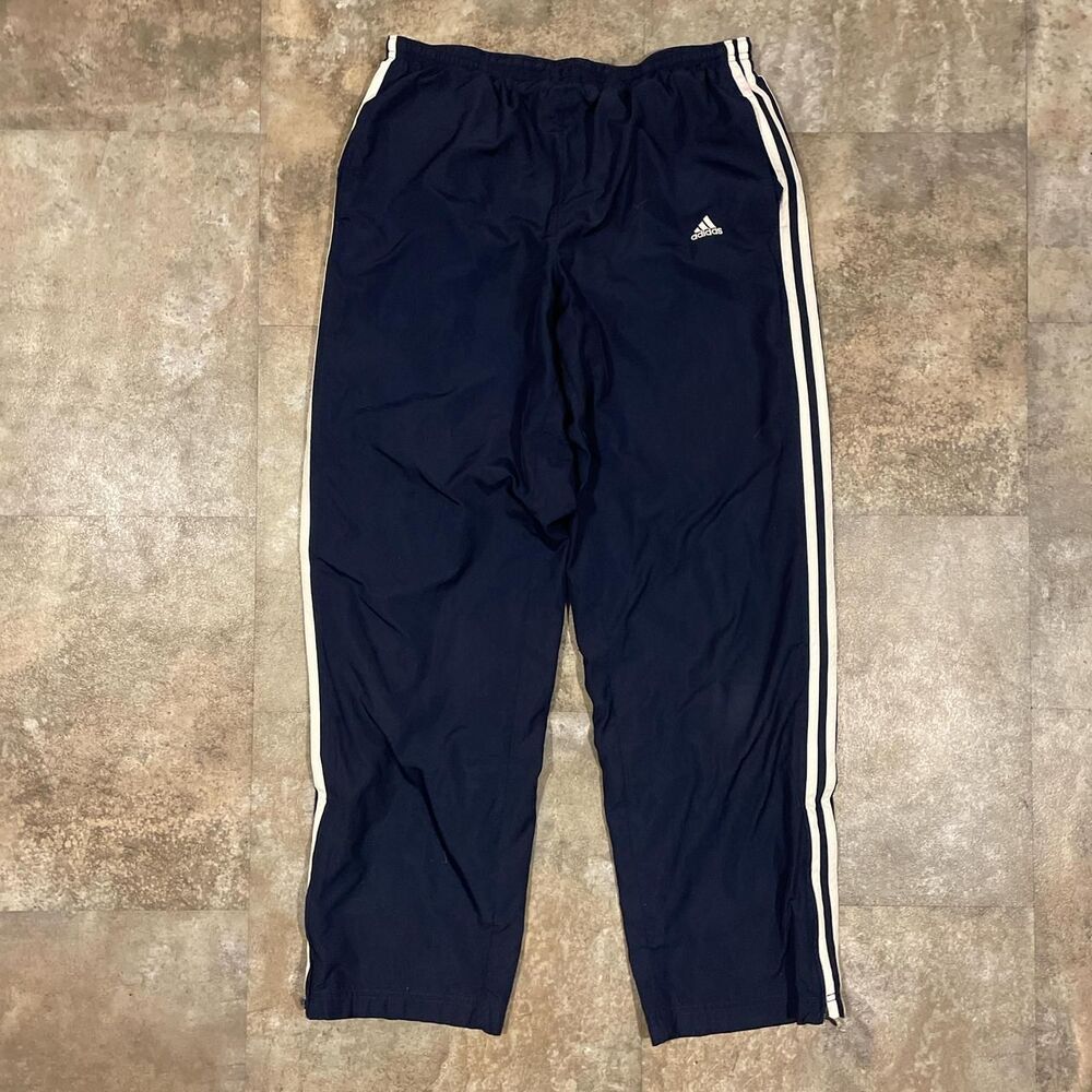 adidas y2k 2005 navy blue track pants size large with zipper ankles